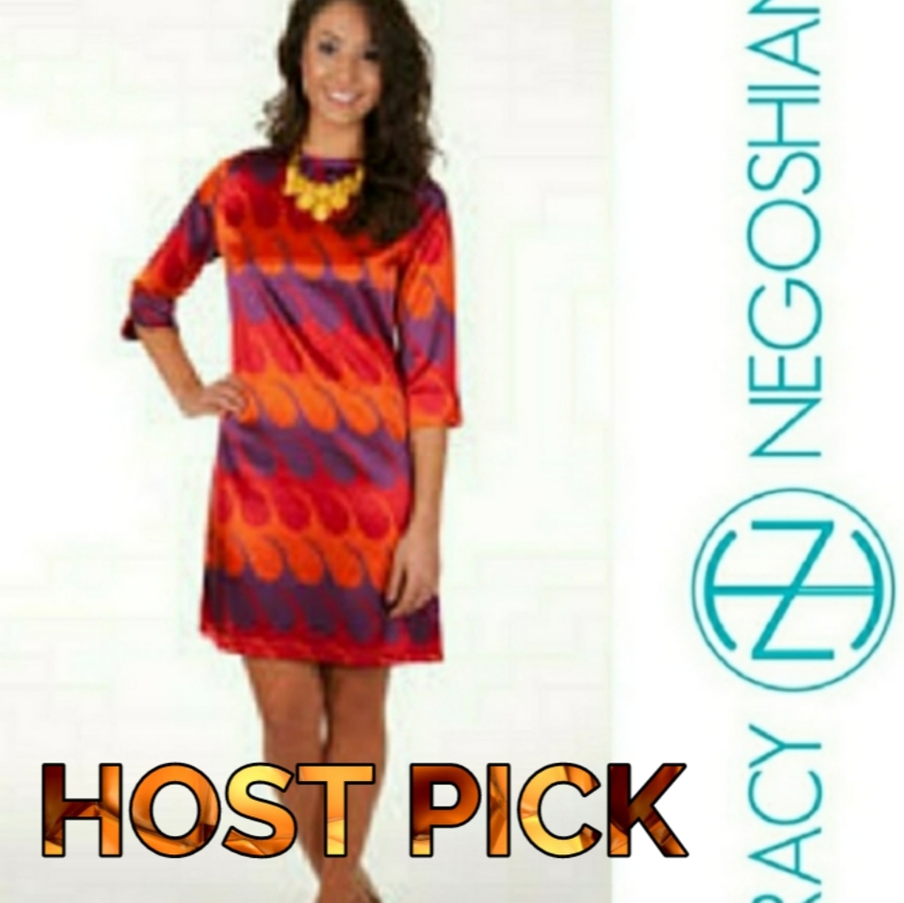 HP🎉 Red Wave 3/4 Sleeve Sophia Shift Dress